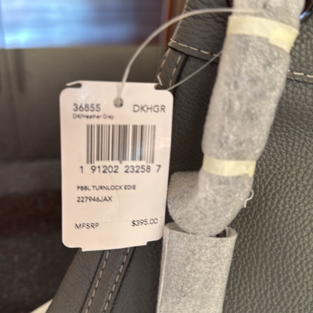 Coach Turnlock Edie Shoulder Bag Dark Heather Gray Pebble Leather New W/Tags - Picture 16 of 16